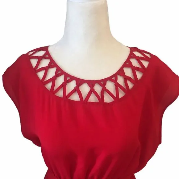 ❤️ Forever 21 Red Cage Dress ❤️ - Picture 4 of 15